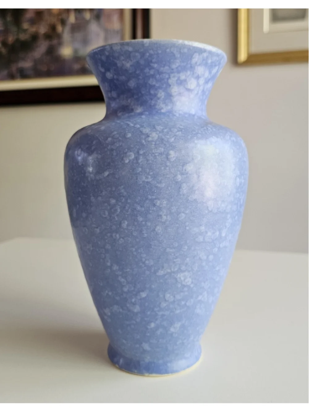 Dumler & Breiden 1250-20 West Germany Art Pottery Vase Blue Speckle Yellow MCM